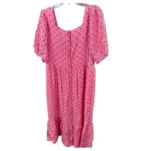 Elegant Red Heart Pattern Midi Dress